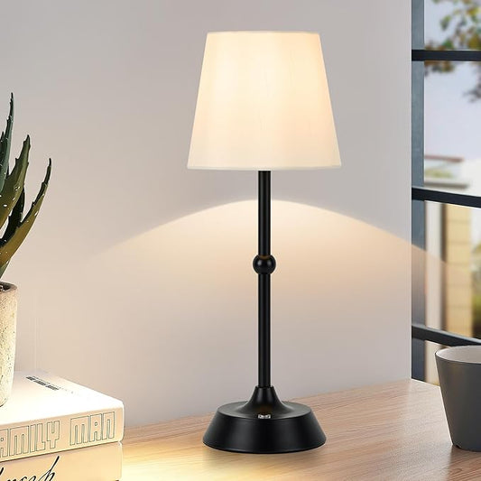 Portable Dimmable Desk Lamp LED Cordless Black Table Lamp Battery Powered Touch Control Table Lamp for Dining RoomBedroom Bar Camping Balcony.(LED Bulb Included)