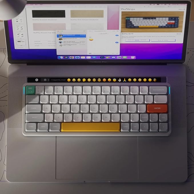 NuPhy Air60 V2 Portable Wireless Keyboard 60% Low Profile Mechanical Keyboard Support QMK/VIA Compatible with windows/mac OS/Linux Supports Bluetooth 5.1/2.4GHz/wired (USB-C) White-Gateron Moss Switch