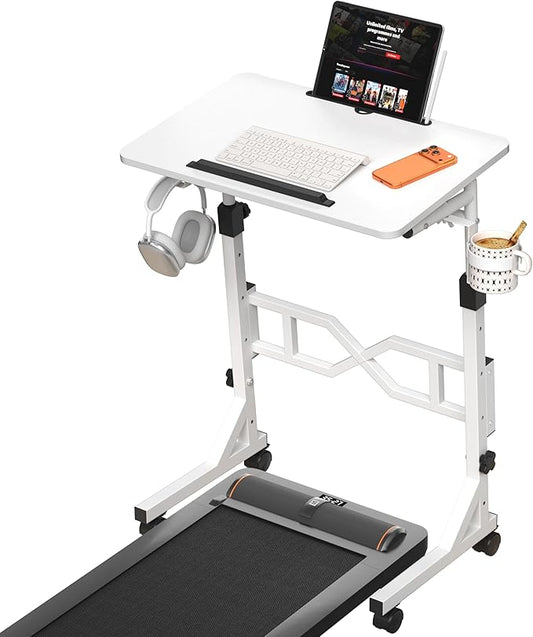 Treadmill Desk, 29.5-45.3 Inch Adjustable Height Small Standing Desk for Walking Pad, Portable Standing Table with a Cup Holder and a Hook for Home Office