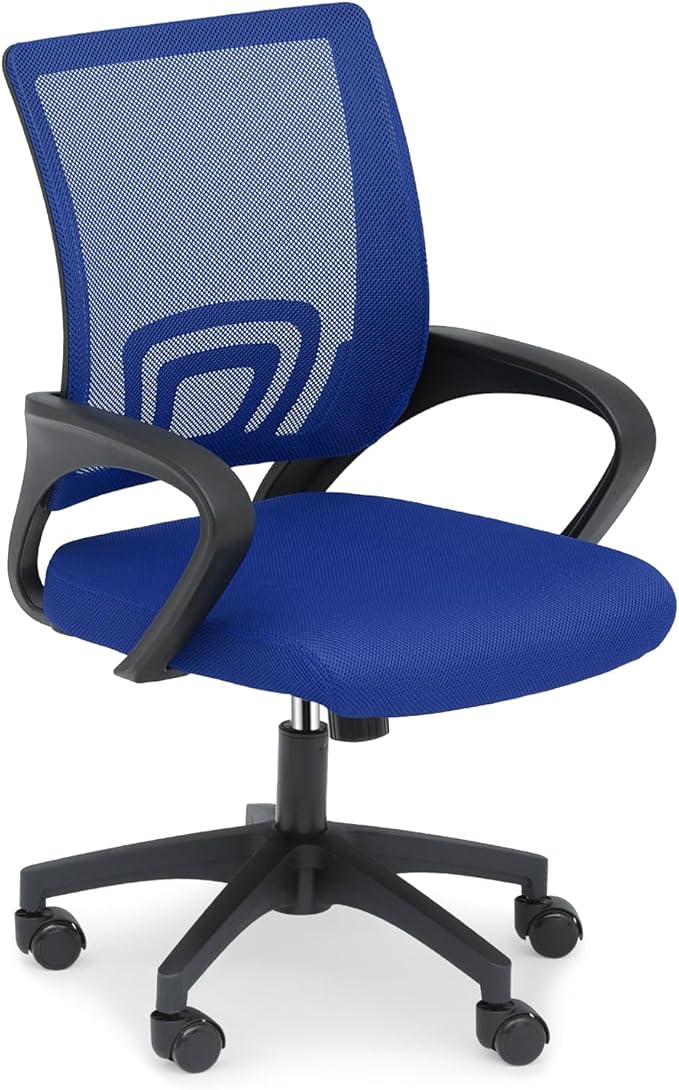 Athena Collection Computer Office Chair, Ergonomic Desk Chair with Rolling Wheels, Mesh Back Support and Height Adjustable, Small and Comfy for Home Office, Study, Blue