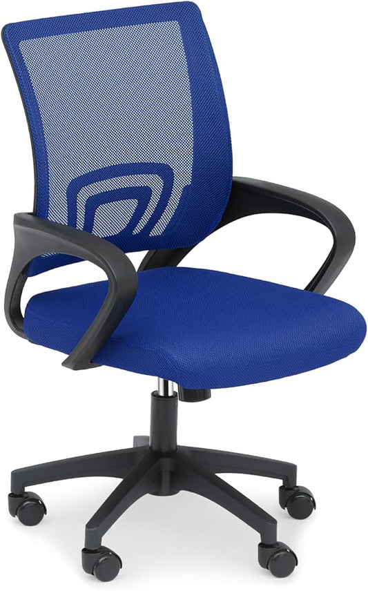 Athena Collection Computer Office Chair, Ergonomic Desk Chair with Rolling Wheels, Mesh Back Support and Height Adjustable, Small and Comfy for Home Office, Study, Blue