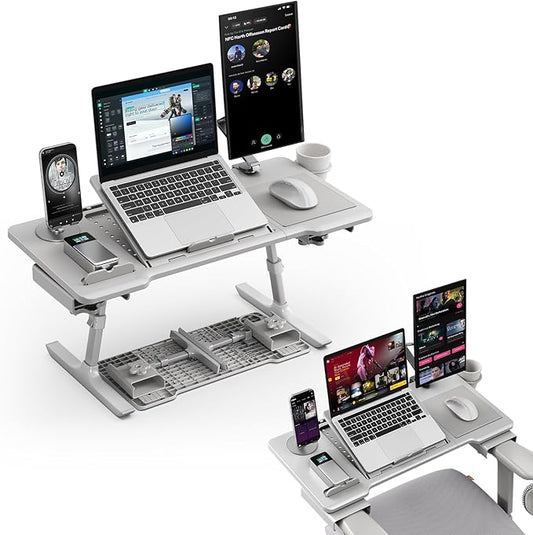 Newtral Lap Desk Bed Tray Table, Foldable Portable Laptop Table Tray for Chair, Laptop Stand for Couch Sofa Floor for Adults, Kids, Ideal for Study, Reading, Breakfast,and Working (Gray, Premium)