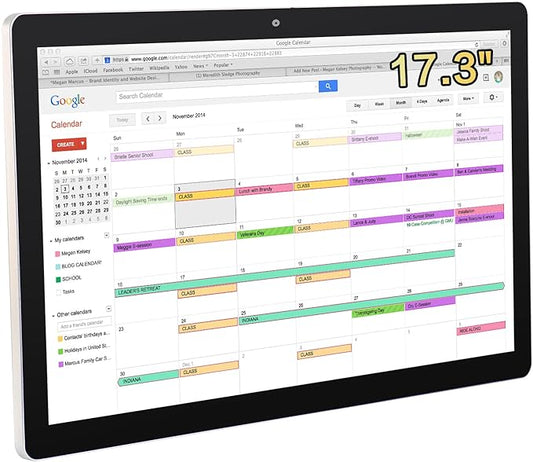 15.6 to 27 inch Touchscreen Digital Calendar & Wall Planners, Smart Whiteboard Calendar for Chore Chart & Work Schedule, Built in Speakers and Camera, Include Wall Mount & Desk Stand (17.3-inch)