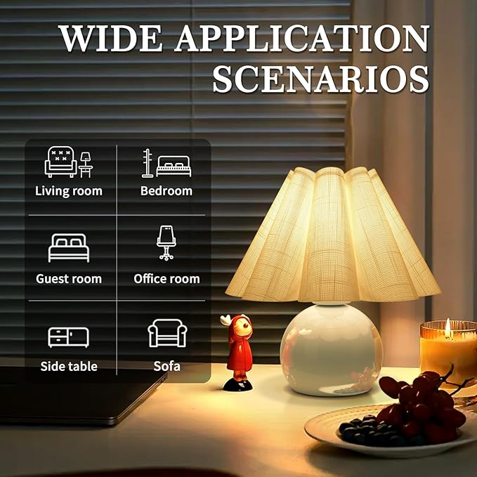 Light Blue Small Bedside Mini Table Lamp for Bedroom, Cute Bedroom Lamps for Nightstand, Cute Mini Table Lamps for Small Spaces with Scalloped Shade for Kitchen Counter, Bookshelf, Kids Dorm, Office