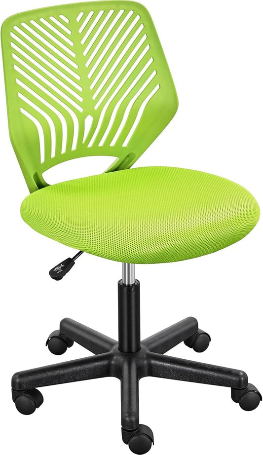 Yaheetech Kids Cute Desk Chair Armless Small Computer Chair with Lumbar Support for Teens Low-Back Bedroom School, Green