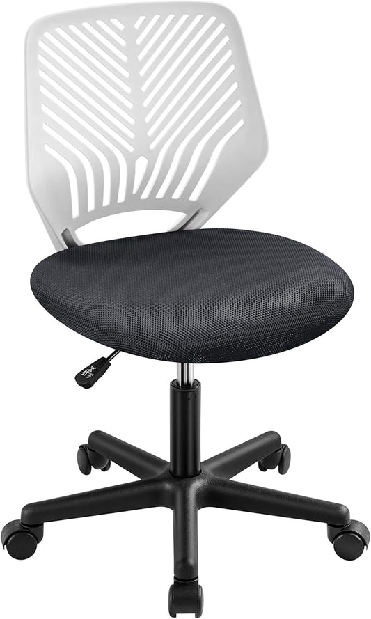 Yaheetech Students Cute Desk Chair Low-Back Armless Study Chair w/Lumbar Support Adjustable Swivel Chair in Home Bedroom School, Dark Gray
