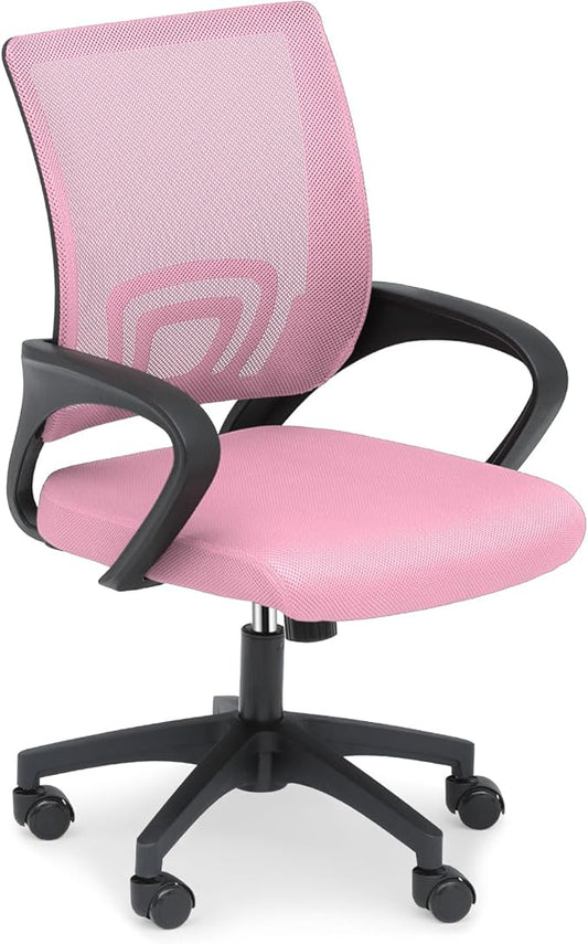 Athena Collection Computer Office Chair, Ergonomic Desk Chair with Rolling Wheels, Mesh Back Support and Height Adjustable, Small and Comfy for Home Office, Study, Pink