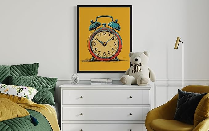 Pop Art Poster Print, Vintage Retro Wall Art Decor Paintings Classic Artwork for Bedroom Living Room Decorations. 43 (Alarm Clock, 11 x 14 inches, Unframed)