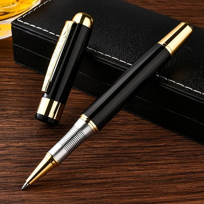 YIVONKA Ballpoint Pen Luxury Ballpoint Line Black Refill width 0.5mm Gift Set for Men & Women Professional Executive,Office,Nice BallPens Classy Gift Box (Black)