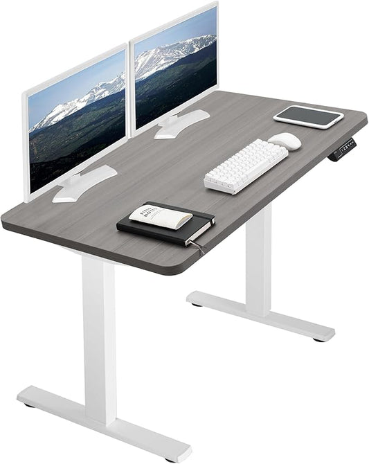 VIVO Electric 43 x 24 in Standing Desk, Memory Height Adjustment, 1B Series, One-Piece Dark Gray Top, White Frame, DESK-KIT-1W4G