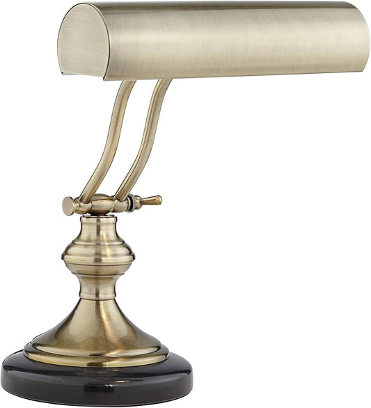 Regency Hill Traditional Piano Banker Desk Lamp 12" High Antique Brass Gold Metal Shade Adjustable Arm Decor for Living Room Bedroom House Bedside Nightstand Home Office Reading Family