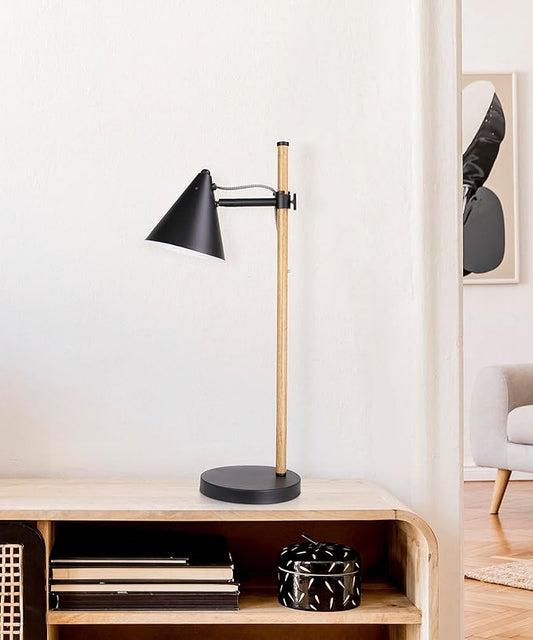HarvestLand Noah Black Desk Lamp – Adjustable Table Lamp, Industrial Table Lamp with Solid Base for Living Room, Bedside Table, Home Office and Bedside Reading, Black Desk Lamp, Architect lamp
