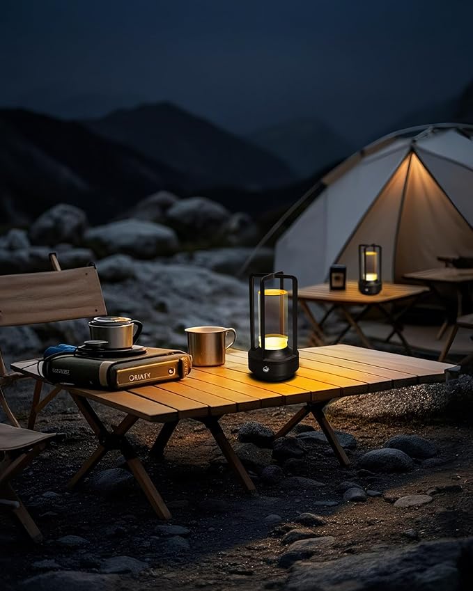 Set of 2 Cordless Table Lamps, LED Rechargeable Battery Operated Desk Lamps with 3 Color Stepless Dimmable, Small Light Portable for Outdoor Patio Bar Restaurants Bedroom Bedside (Black)