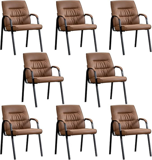 Office Guest Reception Chair Set of 8, Conference Room Chairs Waiting Room Chairs 8 Pack, Modern Leather Office Desk Chair No Wheels.