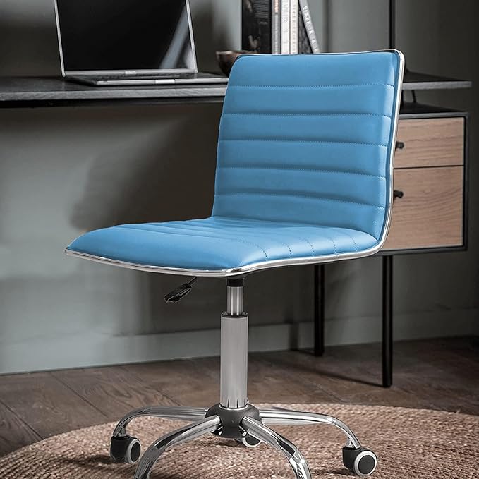JUMMICO Office Chair Mid Back Task Chair Adjustable Home Computer Executive Desk Chair with 360° Swivel (Light Blue)