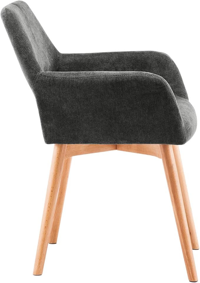 Mid Century Modern Dining Chairs Set of 4 & 2 & 6 Comfy Accent Chair Upholstered Fabric Kitchen Dining Living Room Chairs for Bedrooms Waiting Room Home Arm Desk Chair No Wheels (Charcoal, 4)