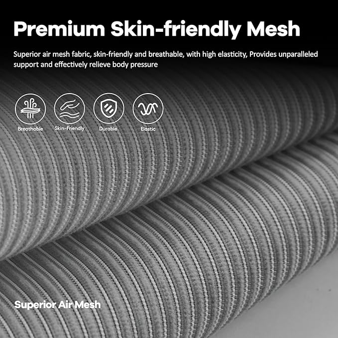 Office Chair Mesh Seat,Ergonomic Mesh Desk Chair with Adjustable Lumbar Support,Computer Chair with Flip-up Armrests, Rolling Executive Chairs, Home Office Chair(Grey)