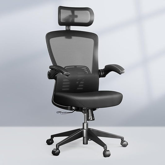 FLEXISPOT OC3-Pro Cloud Ergonomic Office Chair for Big and Tall Black, High Back Office Chair with Flip-up Arm/8-Level Lumbar Support, Foam Seat Cushion, Chairs for Home Office Studying Gaming, Black