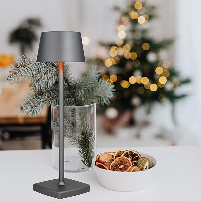 Rechargeable led Cordless Table Lamps, Aluminum, dimmable,Suitable for Indoor and Outdoor Lighting Grey