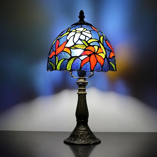 Tiffany Table lamp Suitable for use as a Bedside lamp in The Bedroom or a Night Light in The Living Room It is a Stained Glass lamp 8-inch Small Vintage lamp and is Suitable for Home Office use