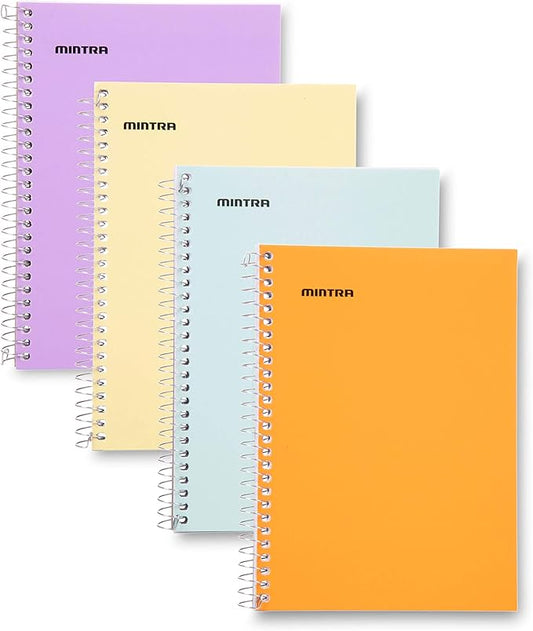 Mintra Office Small Spiral Notebooks (5x7 Side Spiral 4pk, Pastel)