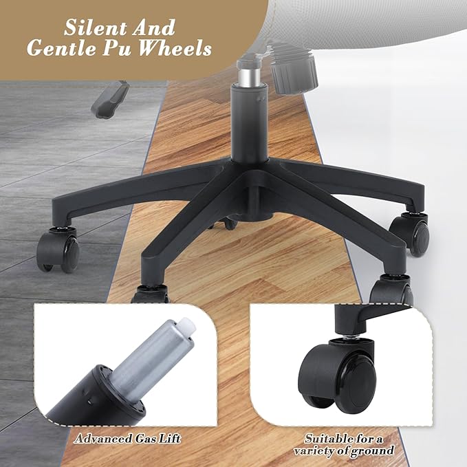 Athena Collection Computer Office Chair Set of 2, Ergonomic Desk Chair with Rolling Wheels, Mesh Back Support and Height Adjustable, Small and Comfy for Home Office, Study, Black