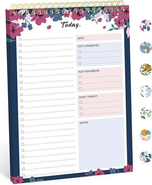 To Do List Pad - To Do List Notebook for Work with 52 Sheets, Undated Daily Planner Perfect for Daily Tasks and Goal Setting, To Do List Notepad Suitable for Office, Home and School - Twilight Petals