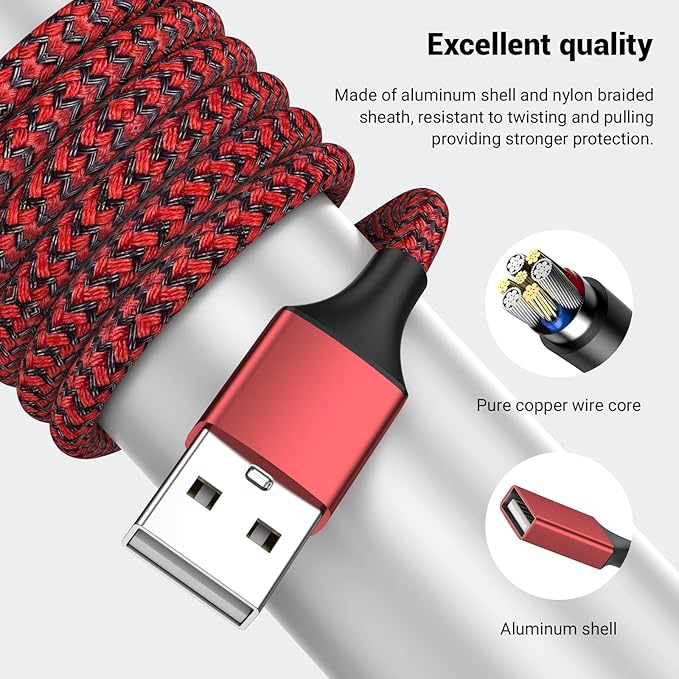 1FT USB Splitter 3 in 1 Out, A Male to 3 Female Extension Cable, USB Y Splitter Support Charging and Data Transfer for TV/PC/Laptop/MacBook/Keyboard/ PS4/ PS5/ Flash Drive/LED Etc.(Red)