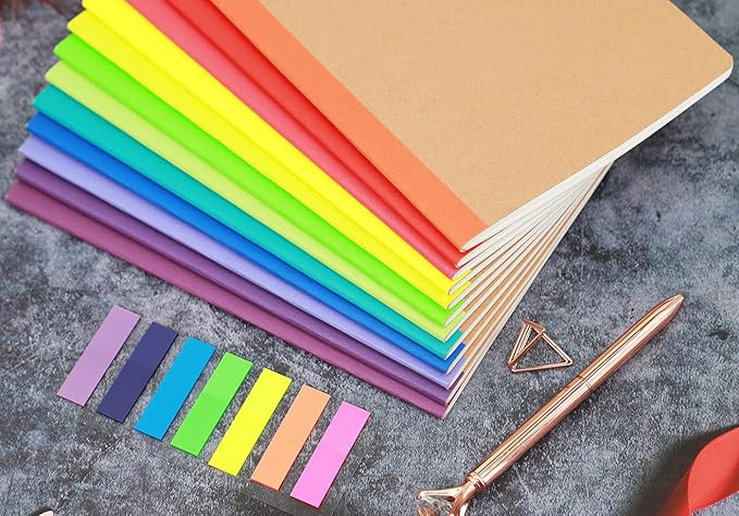 12 Pack A5 Kraft Notebooks, 60 Blank Pages Travel Journal Bulk, Soft Cover Notebooks for Women Girls Students, Making Plans Writing Memos Office School Supplies, 8.3 X 5.5 in