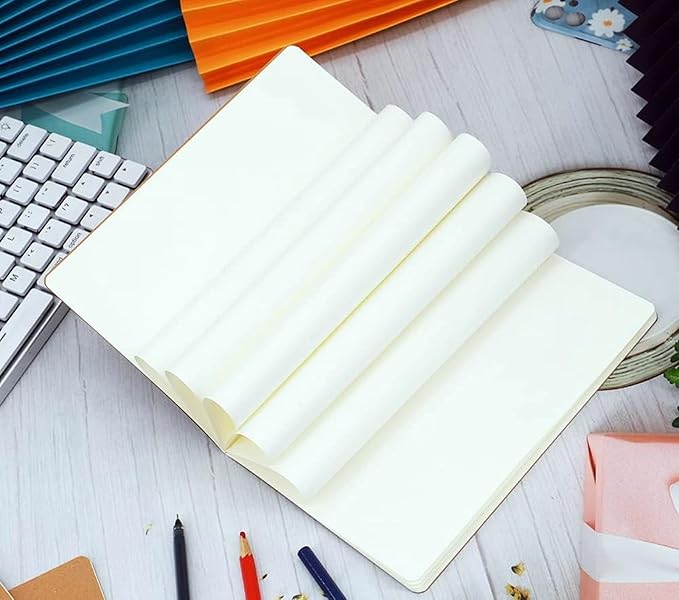 12 Pack A5 Blank Notebook Bulk Kraft Cover Travel Journals Composition Diary Subject Notebooks Planner 60 Pages, 8.3”x 5.5”