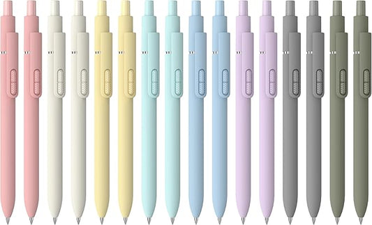 16 Pack Black Pens - 1.0mm Medium Point Ballpoint Pens | Smooth Writing Retractable Black Ink Pen for Nurses, Women, Adults, School, Office (Morandi-16pcs)
