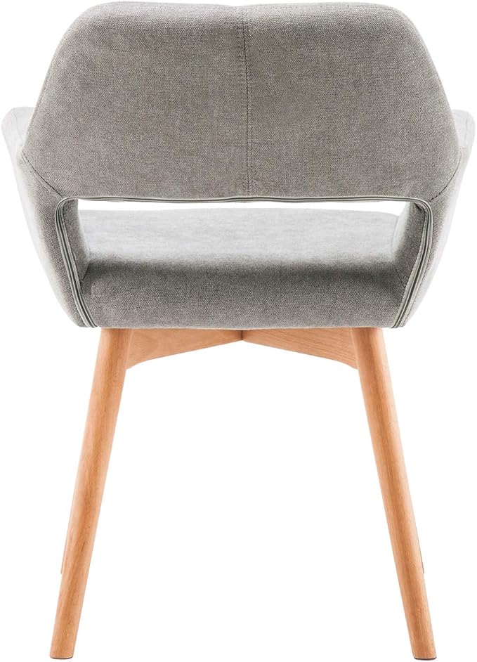 Desk Chair No Wheels Comfy Accent Chair for Living Dining Room Bedroom Vanity Chair Makeup Chair Home Office Mid Century Modern Upholstered Armchair Sofa (Gray, 1)