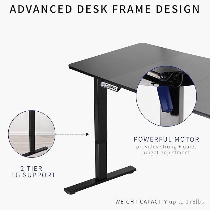 VIVO Electric 71 x 30 in Standing Desk, Memory Height Adjustment, 1B Series, Dark Gray Top Black Frame, DESK-KIT-1B7G