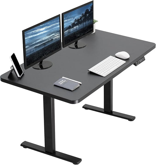 VIVO Electric 43 x 24 in Standing Desk, Memory Height Adjustment, 1B Series, One-Piece Black Top, Black Frame, DESK-KIT-1B4B