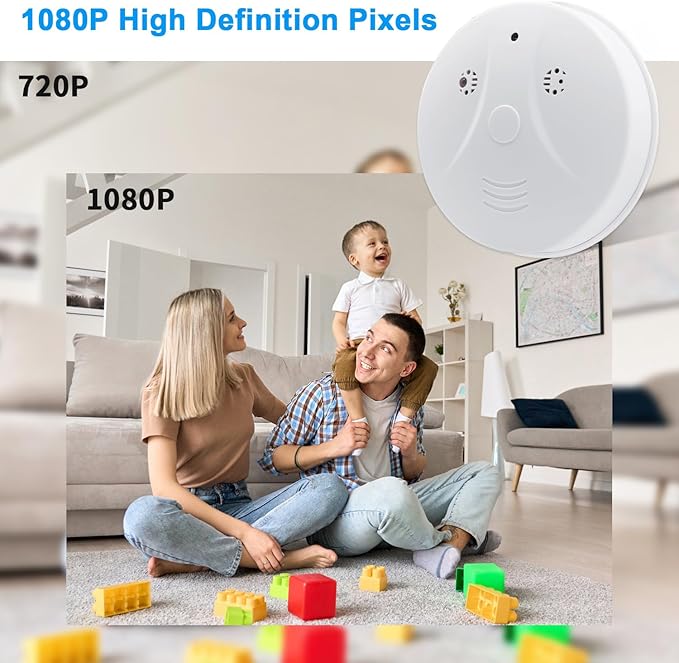 TANGMI Security Cameras WiFi Camera Smoke Detector Hidden Camera Video HD 1080P Wireless Small Nanny Cam Real-Time Spy Camera for Home with Night Vision and Motion Detection