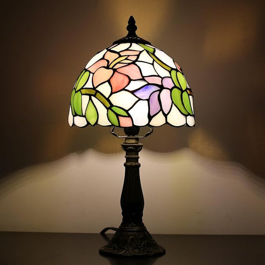 Tiffany lamp 8-inch Small Stained Glass Table lamp mini Desktop Decorative Ornament Night Light in a Home Retro Style a Bedside Reading lamp for The Bedroom in a Home Retro Style