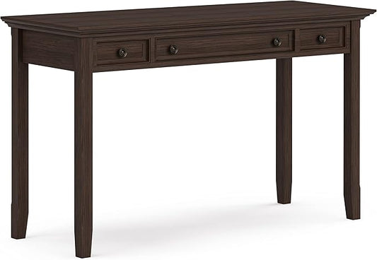 SIMPLIHOME Amherst SOLID WOOD Transitional 54 Inch Wide Desk in Farmhouse Brown, For the Office Desk, Writing Table, Workstation and Study Table