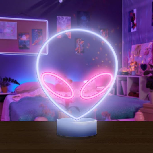 Alien LED Lamp, Versatile Power Options, Festive Design, Colorful Desktop Lighting, Vibrant Alien Lamp, Kids Room Decor, Fun LED Lamp for Bedroom Dorm Gameroom Themed Rooms