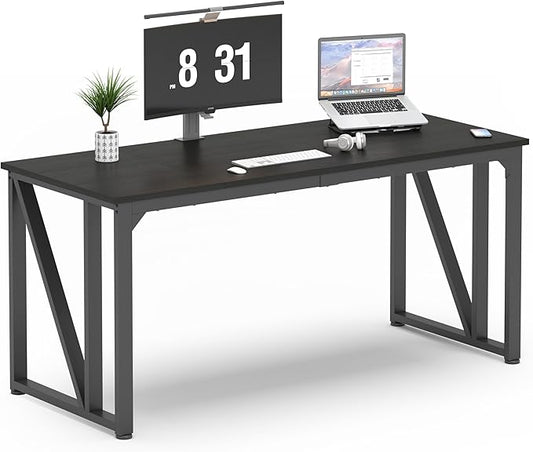NSdirect Computer Desk 63×23.68 Inch Gaming Desk with Deeper & Thicker Desktop, Office Desk Work Desk for Home Office, Black