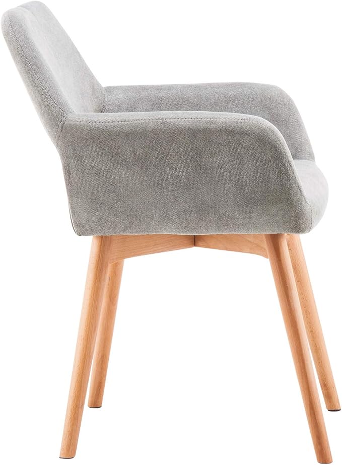 Desk Chair No Wheels Comfy Accent Chair for Living Dining Room Bedroom Vanity Chair Makeup Chair Home Office Mid Century Modern Upholstered Armchair Sofa (Gray, 1)