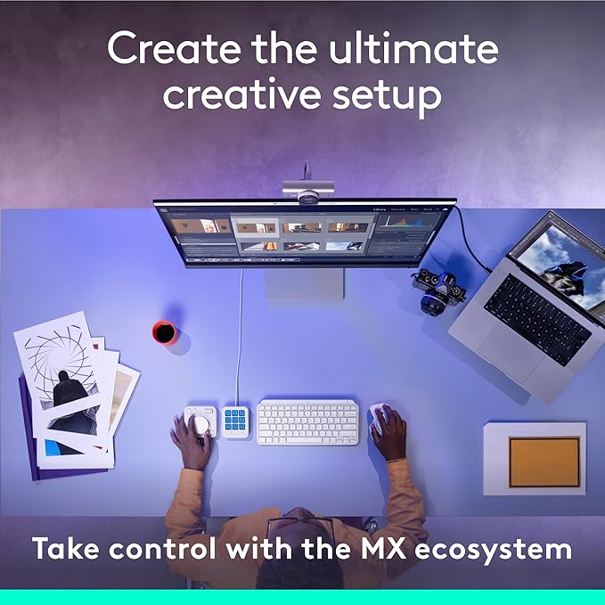 Logitech MX Creative Console, 9 Customizable LCD Keys, Stream Deck Accessories, Control Dial for Graphic Design, Adobe, Zoom, Spotify - Pale Grey, 3-Month Adobe Creative Cloud Membership