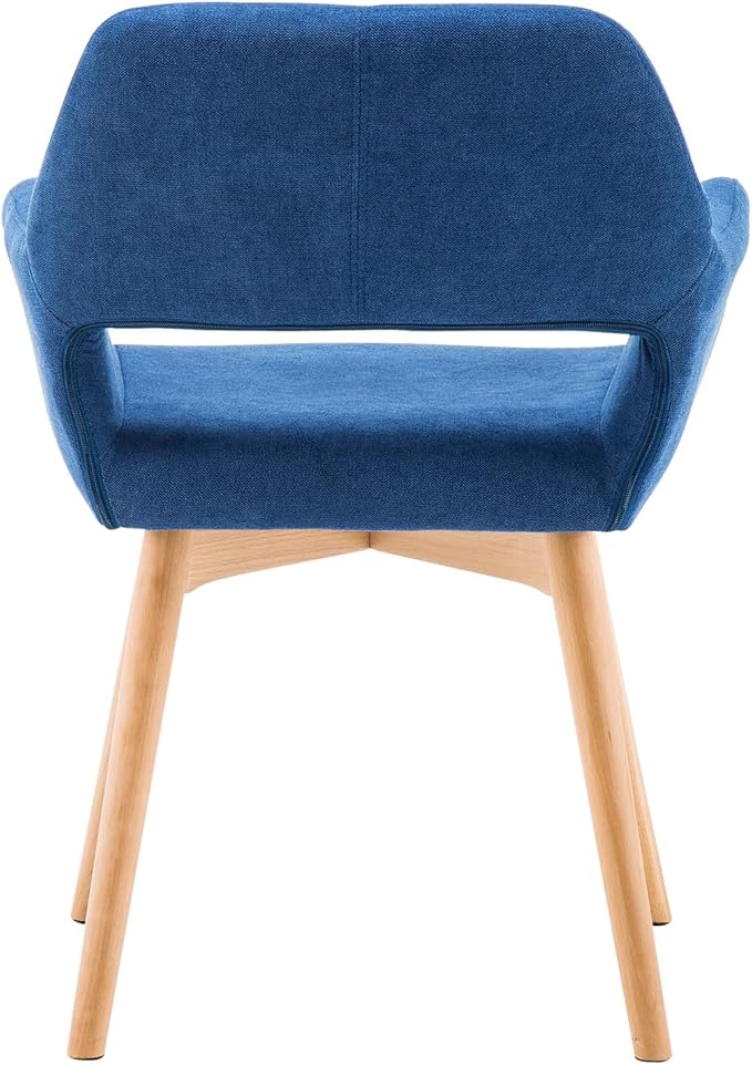 Desk Chair No Wheels Vanity Chair Comfy Accent Chair for Living Dining Room Bedroom Home Office Mid Century Modern Upholstered Armchair Sofa Chair (Blue, 1)
