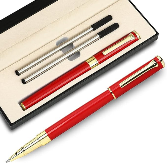 YIVONKA Luxury Ballpoint Pen Black Refill Line width 0.5mm,Best Office Pen Gift for Men & Women Professional Executive,Nice BallPens Classy Gift Box (Red)