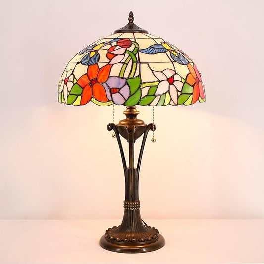 Tiffany Table Lamp Amber Hummingbird Stained Glass Desk Lamp 16X16X24 Inches Reading Light