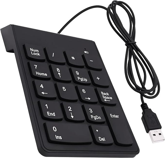 USB Numeric Keypad Wired Number Pad Portable USB Numpad 18 Key Number Keyboard for Laptop, PC, Computer, Desktop- Black