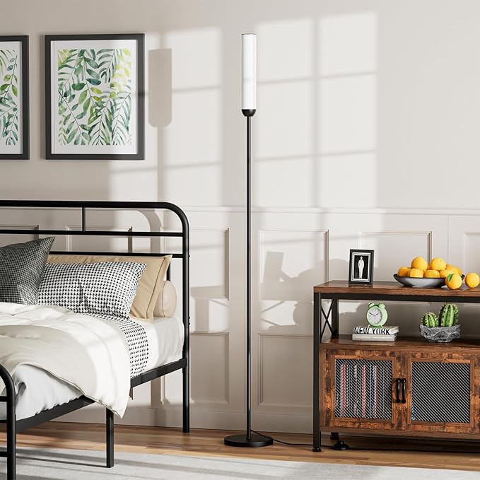 LED Floor Lamp with Remote Control, 65" Standing Lamp with Stepless Adjustable 3000K-6500K Colors & 5%-100% Brightness, Foot Switch(Black)