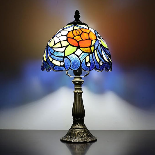 Tiffany Table lamp are Suitable for bedrooms Beside The Bed Living Rooms Night Lights 8-inch Small Vintage Stained Glass Table Lamps and Home Offices