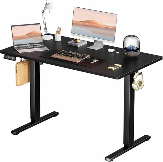 Electric Standing Desk, Adjustable Height Stand up Desk, 48x24 Inches Sit Stand Home Office Desk with Splice Board,Black