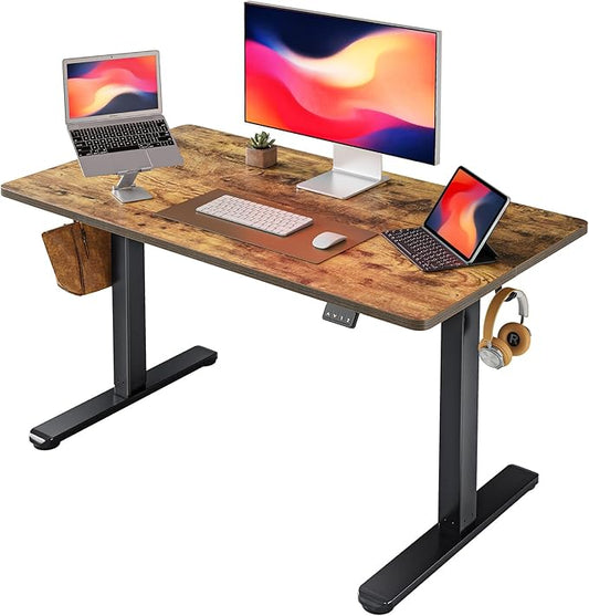 FEZIBO Electric Standing Desk Adjustable Height, 40 x 24 Inch Sit and Stand Desk, Home Office Desk, Ergonomic Workstation Computer Desk, Rustic Brown