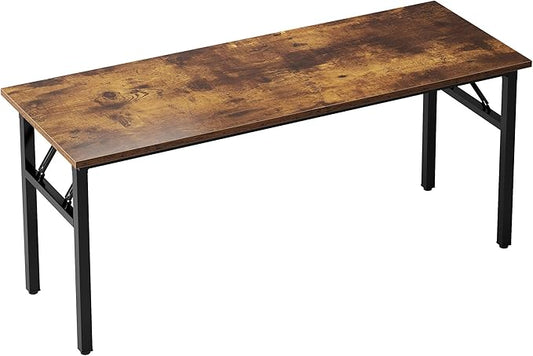 sogesfurniture Computer Desk 62 inches Office Desk Computer Table Study Writing Desk Workstation for Home Office Metal Frame Folding Table, Rustic Brown
